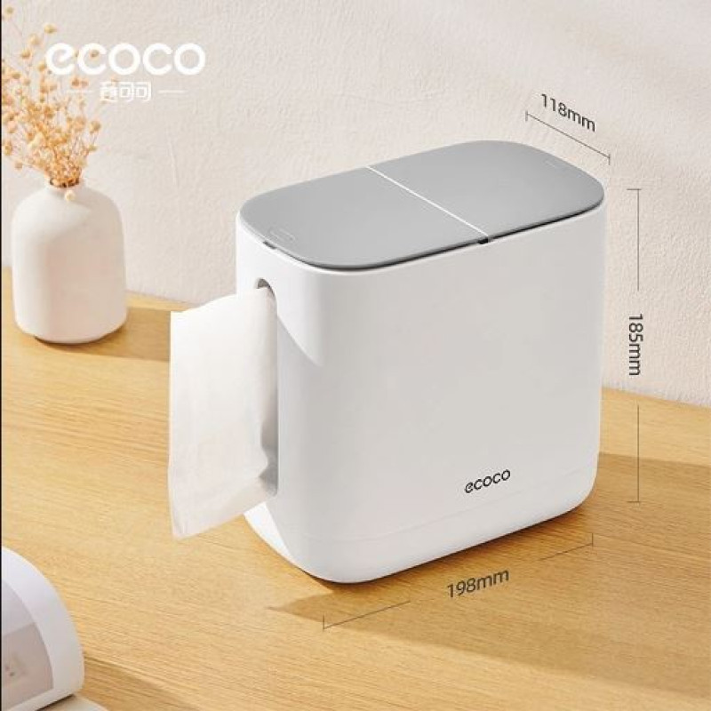 Ecoco 2-in-1 Tissue Organizer with Trash Bin – Modern Space-Saving Household Essential