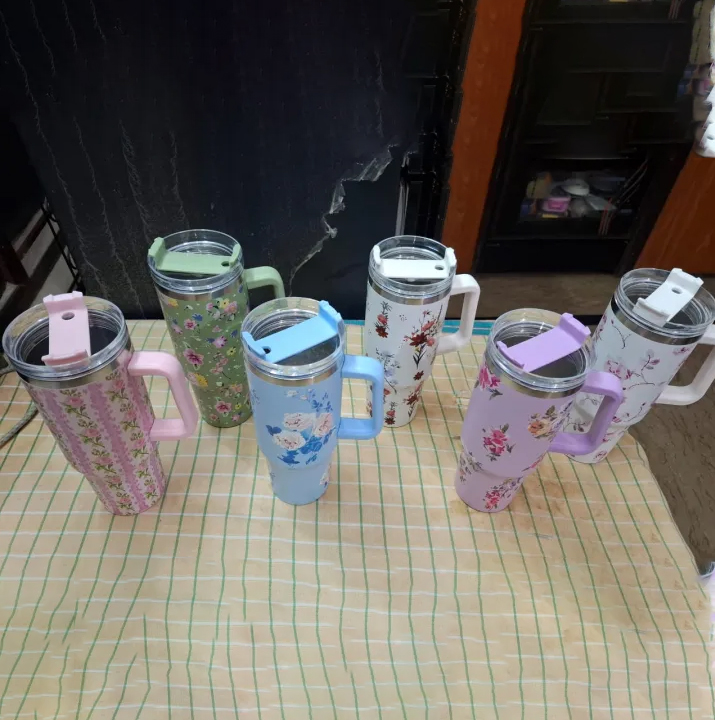 Mini Printed Stainless Steel Tumbler with Straw & Handle – 40oz Insulated Travel Mug 2 Smart Home, Kitchen & Everyday Gadgets | XTylr Mini Printed Stainless Steel Tumbler with Straw & Handle – 40oz Insulated Travel Mug - Image 2