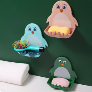 Penguin Soap Dish – Non-Slip Wall-Mount & Countertop Soap Holder