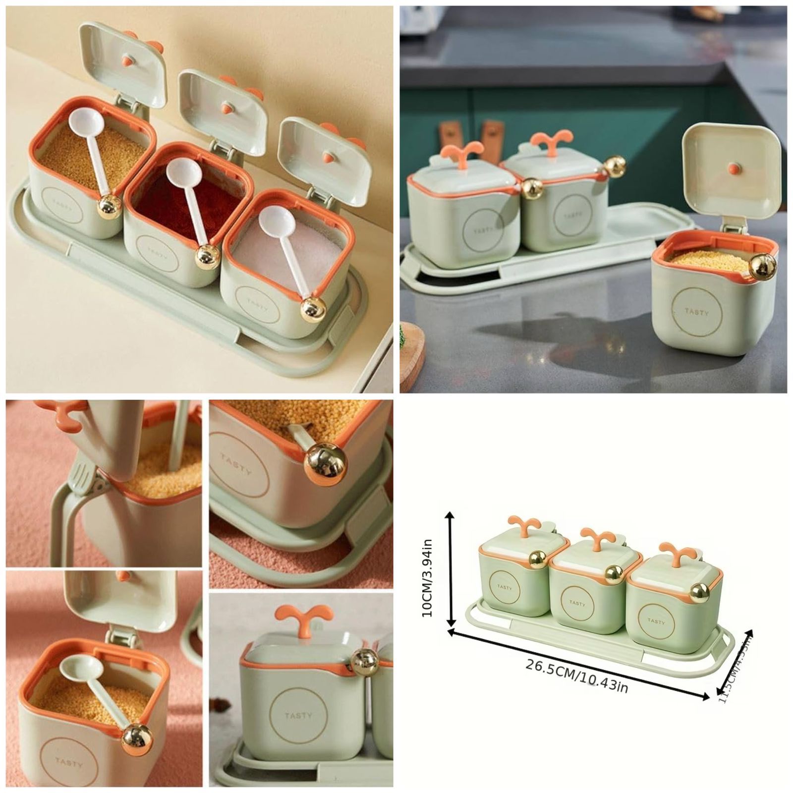 3-in-1 Spice Container Set with Lid & Spoon – Airtight Kitchen Seasoning Jars with Tray 2 Smart Home, Kitchen & Everyday Gadgets | XTylr 3-in-1 Spice Container Set with Lid & Spoon – Airtight Kitchen Seasoning Jars with Tray - Image 2