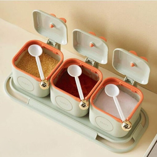 3-in-1 Spice Container Set with Lid & Spoon – Airtight Kitchen Seasoning Jars with Tray 1 Smart Home, Kitchen & Everyday Gadgets | XTylr 3-in-1 Spice Container Set with Lid & Spoon – Airtight Kitchen Seasoning Jars with Tray