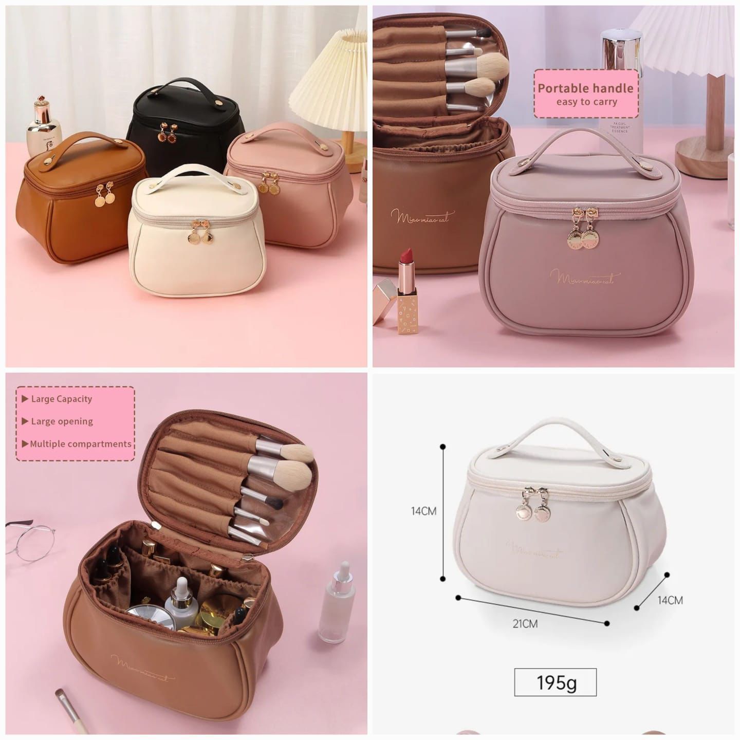 Mini Leather Cosmetic Bag for Women – Travel Makeup Organizer with Divider & Handle 8 Smart Home, Kitchen & Everyday Gadgets | XTylr Mini Leather Cosmetic Bag for Women – Travel Makeup Organizer with Divider & Handle - Image 8