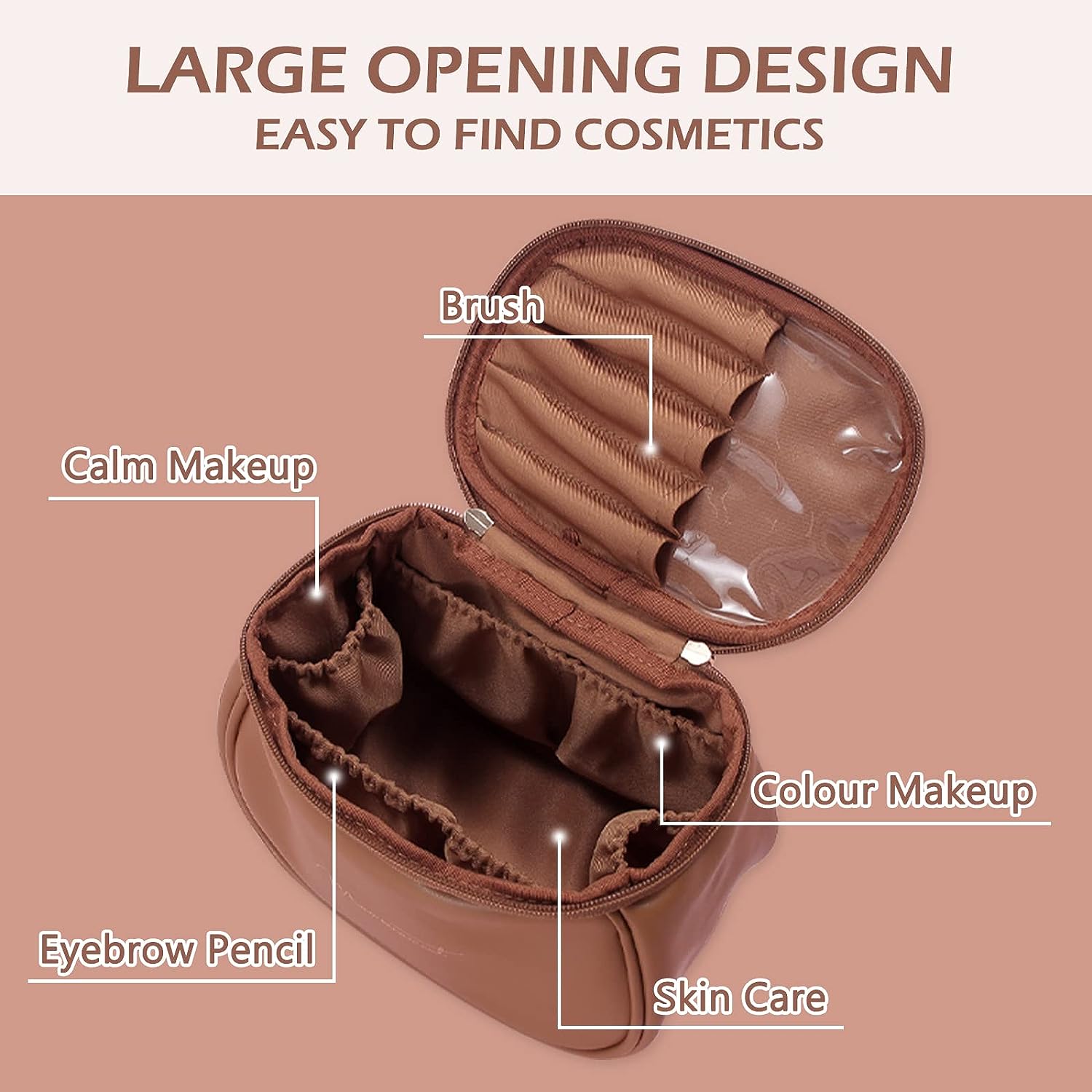 Mini Leather Cosmetic Bag for Women – Travel Makeup Organizer with Divider & Handle 5 Smart Home, Kitchen & Everyday Gadgets | XTylr Mini Leather Cosmetic Bag for Women – Travel Makeup Organizer with Divider & Handle - Image 5