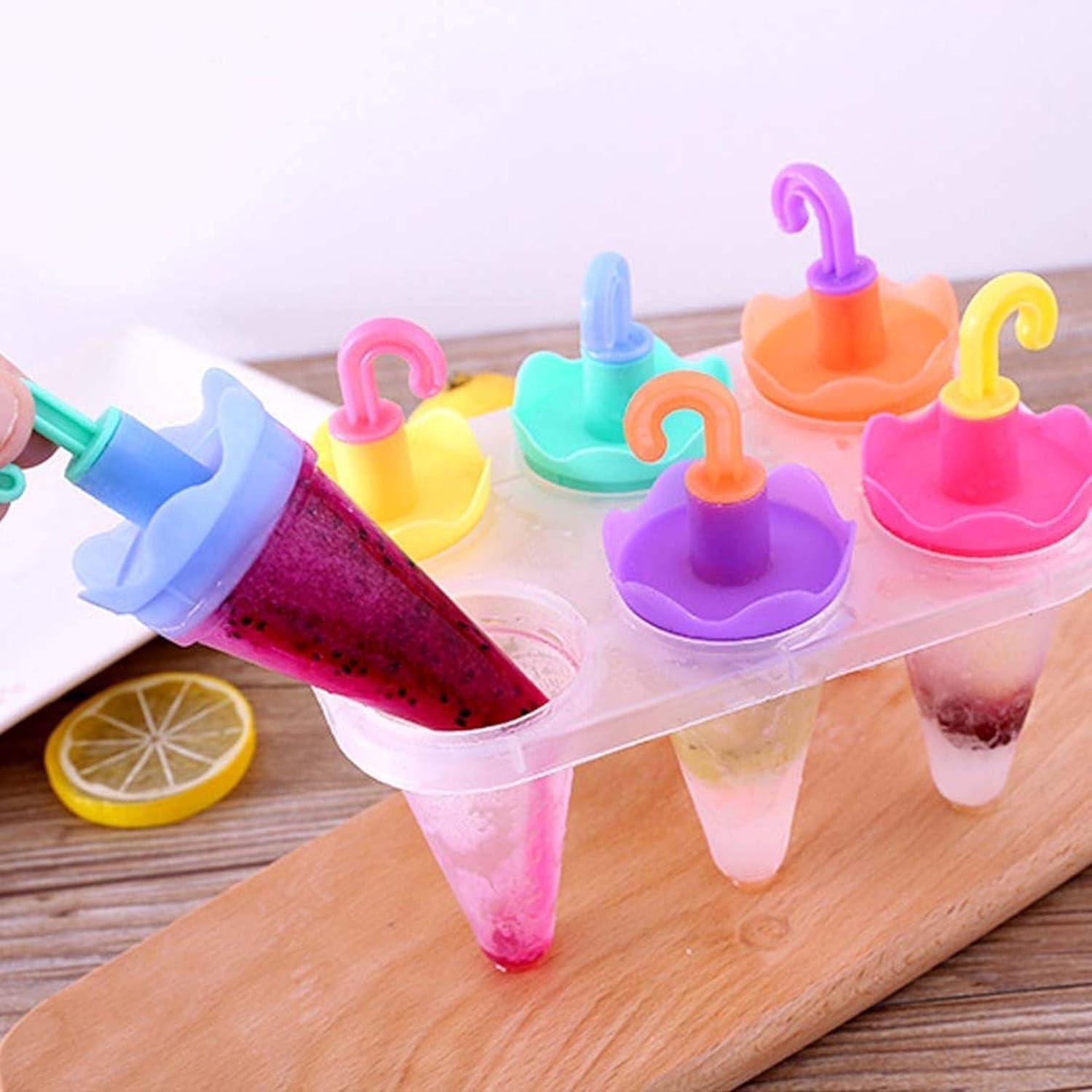 6-Piece Umbrella Shaped Popsicle & Ice Cream Mold Set – Reusable Frozen Ice Cube & Lolly Maker 2 Smart Home, Kitchen & Everyday Gadgets | XTylr 6-Piece Umbrella Shaped Popsicle & Ice Cream Mold Set – Reusable Frozen Ice Cube & Lolly Maker - Image 2