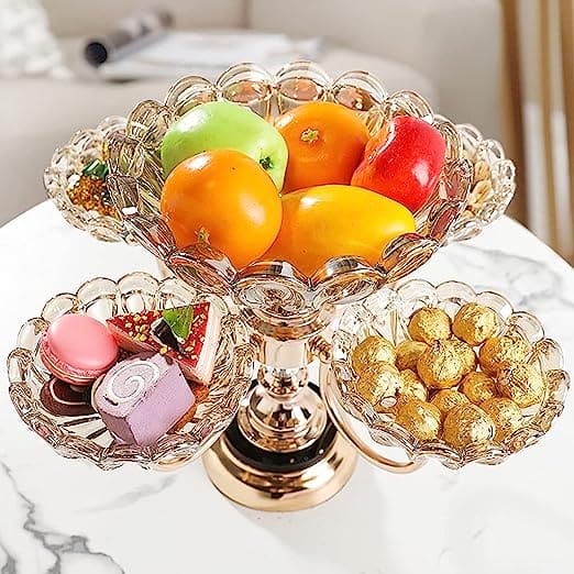 Crystal Multi-Layer Rotating Fruit Snack Tray – 360° Rotatable Modern Serving Platter 3 Smart Home, Kitchen & Everyday Gadgets | XTylr Crystal Multi-Layer Rotating Fruit Snack Tray – 360° Rotatable Modern Serving Platter - Image 3