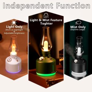 Vintage-Style Rechargeable Flame Humidifier Aromatherapy Diffuser with LED Night Light