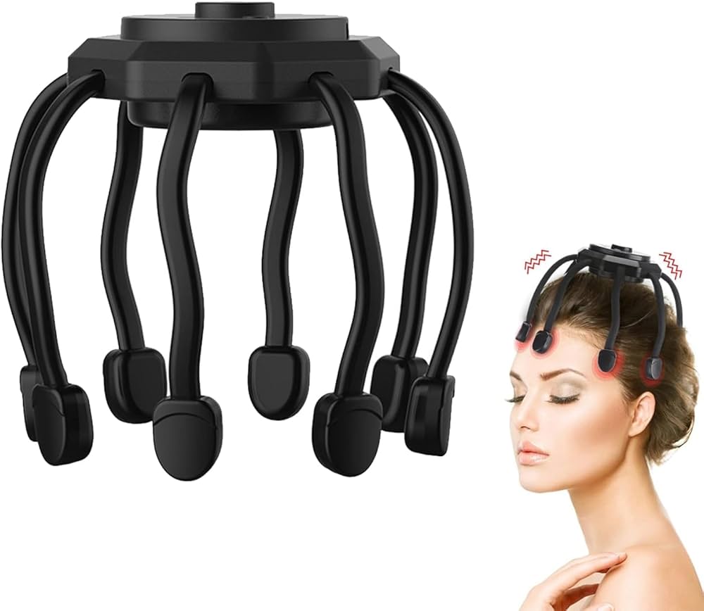 Electric Octopus Head Massager – 360° Scalp Therapy Device with 3 Vibration Modes 1 Smart Home, Kitchen & Everyday Gadgets | XTylr Electric Octopus Head Massager – 360° Scalp Therapy Device with 3 Vibration Modes