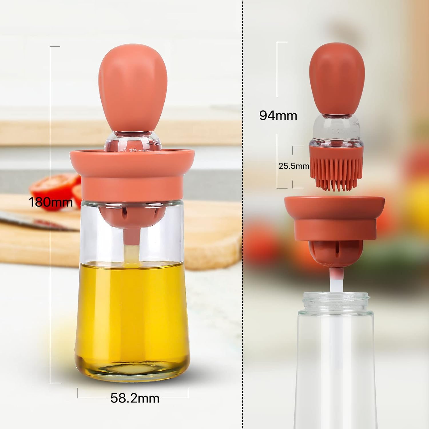 GrillMaster 2-in-1 Olive Oil Dispenser and Silicone Brush – Glass Bottle for Cooking and BBQ 5 Smart Home, Kitchen & Everyday Gadgets | XTylr GrillMaster 2-in-1 Olive Oil Dispenser and Silicone Brush – Glass Bottle for Cooking and BBQ - Image 5