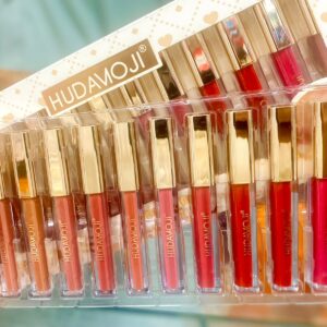Huda moji matte gloss 12pc set nude slim gloss