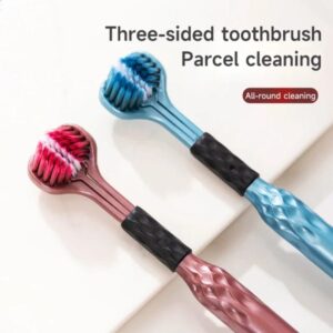 2PCS Triple Head Toothbrush – 360° Deep Cleaning Soft Bristle Toothbrush for Adults & Sensitive Teeth