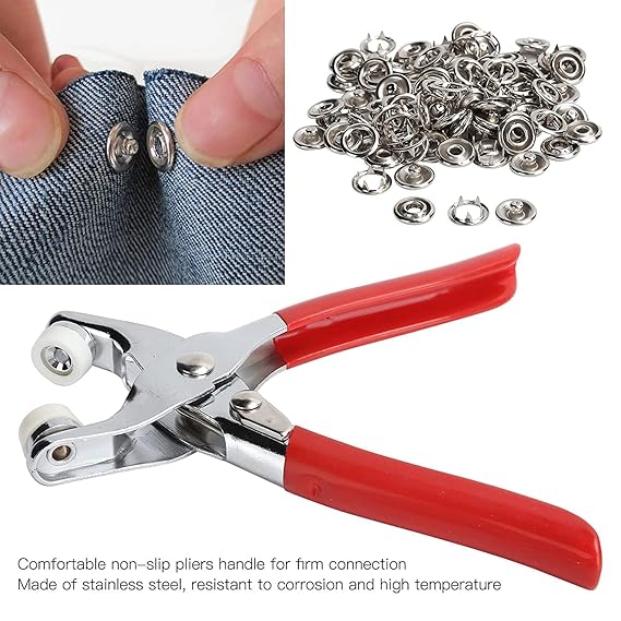 Pliers Button Press Tool Kit with 50 Metal Snap Buttons – Sewing-Free Fastener Tool for DIY & Garment Repair 1 Smart Home, Kitchen & Everyday Gadgets | XTylr Pliers Button Press Tool Kit with 50 Metal Snap Buttons – Sewing-Free Fastener Tool for DIY & Garment Repair