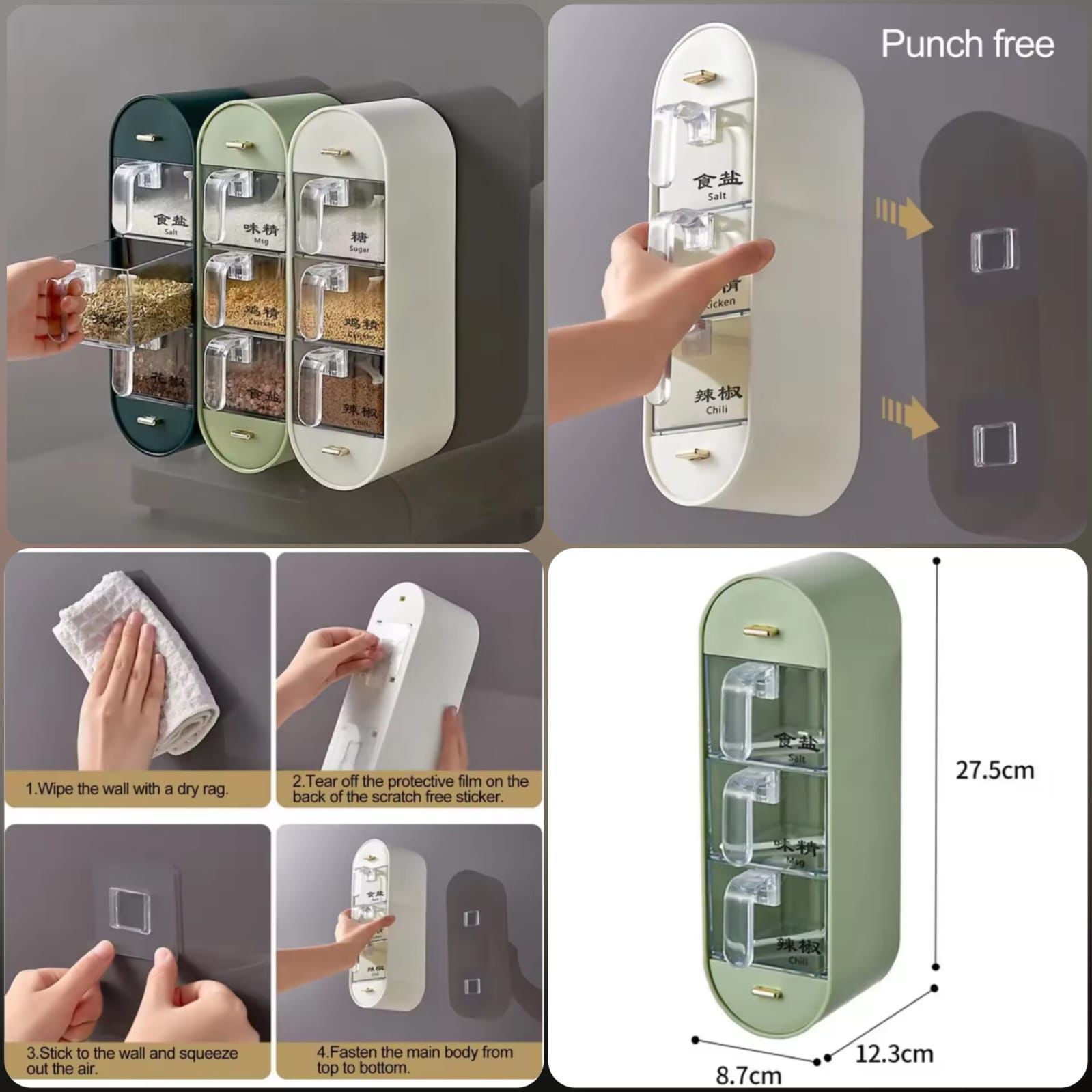 Wall-Mounted Multi-Compartment Spice Organizer – 5-Layer Punch-Free Clear Seasoning Storage Box with Spoons 6 Smart Home, Kitchen & Everyday Gadgets | XTylr Wall-Mounted Multi-Compartment Spice Organizer – 5-Layer Punch-Free Clear Seasoning Storage Box with Spoons - Image 6