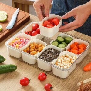 8-Compartment Snackle Box – Portable Divided Serving Tray with Lid and Handle