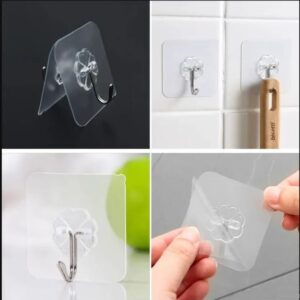 Transparent Heavy-Duty Adhesive Hooks Waterproof Wall Hooks