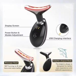 Dolphin Shaped Facial & Neck Massager with LED Light | USB Rechargeable Face Massager