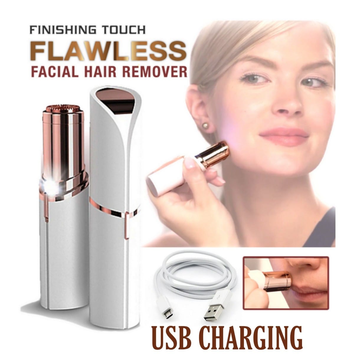 Flawless Facial Hair Remover for Women | Electric Face Hair Trimmer with Built In Light 1 Smart Home, Kitchen & Everyday Gadgets | XTylr Flawless Facial Hair Remover for Women | Electric Face Hair Trimmer with Built In Light