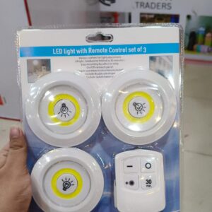 Pack of 3 Tap LED Lights with Remote Control | Wireless Cabinet & Closet Lights